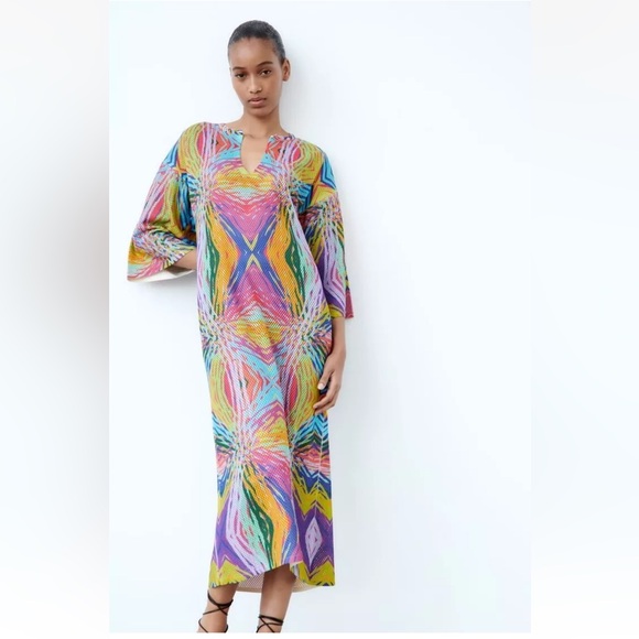 ZARA OPEN KNIT JACQUARD TUNIC MULTICOLORED REF. 3859/048 Small NWT - Picture 3 of 9